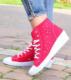 Czerwone trampki na niskim koturnie /E2-2 8470 S095/ 37 1