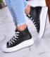 Pantofelek24 Czarne wysokie trampki damskie na platformie /G12-2 11461 W283/ 38 1