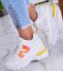 Wiązane białe sneakersy na koturnie /E3-2 11448 W295/ 41 2
