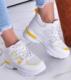Wiązane białe sneakersy na koturnie /E3-2 11448 W295/ 41 3