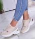 Wiązane beżowe sneakersy na koturnie /D9-2 11418 W498/ 40 1
