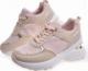 Wiązane beżowe sneakersy na koturnie /D9-2 11418 W498/ 40 5