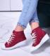 Bordowe trampki z cekinami na niskim koturnie /B5-2 8469 S095/ 37 3