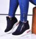 Granatowe sneakersy damskie na ukrytym koturnie /F6-3 10772 T690/ 39 1