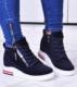 Granatowe sneakersy damskie na ukrytym koturnie /F6-3 10772 T690/ 39 1