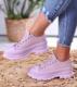 Pantofelek24 Sznurowane buty sportowe damskie na platformie fioletowe /B3-3 10912 W289/ 38 1