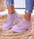 Pantofelek24 Sznurowane buty sportowe damskie na platformie fioletowe /B3-3 10912 W289/ 38 1