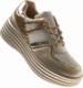 Pantofelek24 Sportowe damskie buty na platformie Złote /F4-3 8336 S213/ 38 2