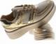Pantofelek24 Sportowe damskie buty na platformie Złote /F4-3 8336 S213/ 38 8