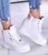 Wiązane białe sneakersy na koturnie i platformie /F8-2 11561 T792/ 36 2