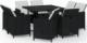 vidaXL 9-cz. zestaw mebli ogrodowych z poduszkami, polirattan, czarny 2