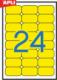 Apli Etykiety kolorowe APLI, 70x37mm, zaokrąglone, żółte, 20 ark. 2