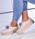Pantofelek24 Beżowe skórzane damskie trampki creepersy /F8-2 11728 N0200/ 40 1