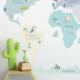 Pastelowe Love Mapa świata miętowa M - Naklejka na ścianę 3