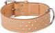 Dingo Obroża skórzana ozdobna potrójnie puklowana 5 x 65 cm - beżowa 1