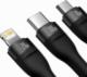 Kabel USB Baseus USB-A + USB-C - USB-C + microUSB + Lightning 1.2 m Czarny (CASS030101) 3