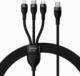 Kabel USB Baseus USB-C - USB-C + microUSB + Lightning 1.5 m Czarny (CASS030201) 1