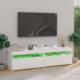 vidaXL vidaXL Szafki pod TV z LED, 2 szt., białe, wysoki połysk, 75x35x40 cm 5