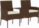 vidaXL 2-osobowa sofa ogrodowa ze stolikiem, rattan PE, brązowa 1
