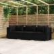 vidaXL 3-osobowa sofa z poduszkami, czarna, polirattan 1