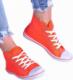 Pantofelek24 Wysokie damskie trampki pomarańczowe na wiosnę /F1-1 7408 S094/ 40 4