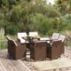 vidaXL vidaXL 9-cz. zestaw mebli ogrodowych z poduszkami, polirattan, brązowy 1