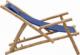 vidaXL Leżak z bambusa i granatowego płótna 4