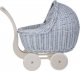 WickerPL Lili Zestaw Wózek i kolebka wiklinowa dla lalek w kolorze błękitnym 55X30 H45 / 46X28 H 20/25 cm 13