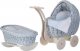 WickerPL Lili Zestaw Wózek i kolebka wiklinowa dla lalek w kolorze błękitnym 55X30 H45 / 46X28 H 20/25 cm 10