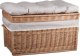 WickerPL Kufer Wiklinowy z Obszyciem skrzynia wiklinowa z wiekiem kosz na zabawki z poduszką 60x39 H39 cm 3