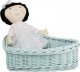 WickerPL DECOR WIKLINOWA TACA W KSZTAŁCIE SERCA W KOLORZE Miętowym Z PODUSZKĄ 38X28 H12 CM 1