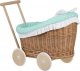 WickerPL LUNA WÓZEK WIKLINOWY DLA LALEK Z OBSZYCIEM miętowym 50X30 H45 CM 3