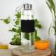 Excellent Houseware Butelka szklana na ciepłe i zimne napoje czarna 600 ml 1