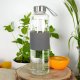 Excellent Houseware Butelka szklana na ciepłe i zimne napoje szara 600 ml 1