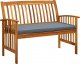 vidaXL Ławka ogrodowa z poduszką, 119 cm, lite drewno akacjowe 1