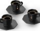 Bialetti Bialetti - Zestaw 4 filiżanek z podstawką - Czarny z miedzianym logo 3