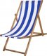 Springos Leżak drewniany impregnowany z tkaniną w biało-niebieskie pasy UNIWERSALNY 1