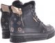 Pantofelek24 Wiązane czarno złote sneakersy na koturnie i platformie /F5-3 12317 T792/ 38 1