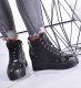 Pantofelek24 Wiązane czarno złote sneakersy na koturnie i platformie /F5-3 12317 T792/ 38 2