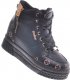 Pantofelek24 Wiązane czarno złote sneakersy na koturnie i platformie /F5-3 12317 T792/ 38 4