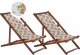 Beliani Zestaw 2 leżaków ogrodowych ciemne drewno akacjowe wzór w pomarańcze ANZIO 1