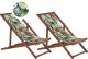 Beliani Zestaw 2 leżaków ogrodowych ciemne drewno akacjowe wzór w tukany ANZIO 1