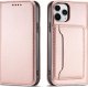 Hurtel Magnet Card Case etui do iPhone 12 Pro Max pokrowiec portfel na karty kartę podstawka różowy 1