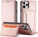 Hurtel Magnet Card Case etui do iPhone 12 Pro Max pokrowiec portfel na karty kartę podstawka różowy 1