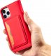 Hurtel Magnet Card Case etui do iPhone 12 Pro Max pokrowiec portfel na karty kartę podstawka czerwony 12