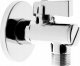 Ferro Zawór kulowy kątowy 1/2" x 3/4"  z rozetą i filtrem, uchwyt aluminiowy 1