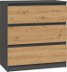 Topeshop KOMODA SZAFKA REGAŁ 3 SZUFLADY M3 ANTRACYT / DĄB ARTISAN 1