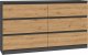 Topeshop Komoda Malwa 6 szuflad M6 140 - antracyt/dąb artisan 1