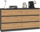 Topeshop Komoda Malwa 6 szuflad M6 140 - antracyt/dąb artisan 2