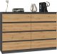 Topeshop KOMODA MALWA 8 SZUFLAD M8 140 - ANTRACYT / DĄB ARTISAN 2